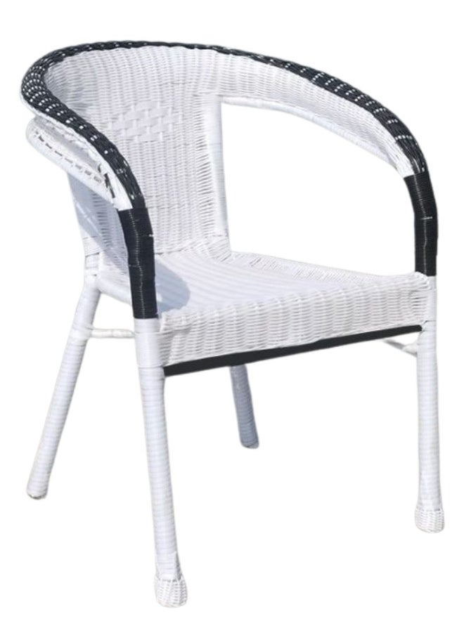SULSHA - Outdoor Dining Twin Chairs Rattan Chairs Garden Chairs And Round Table Set White/Black - Image 1