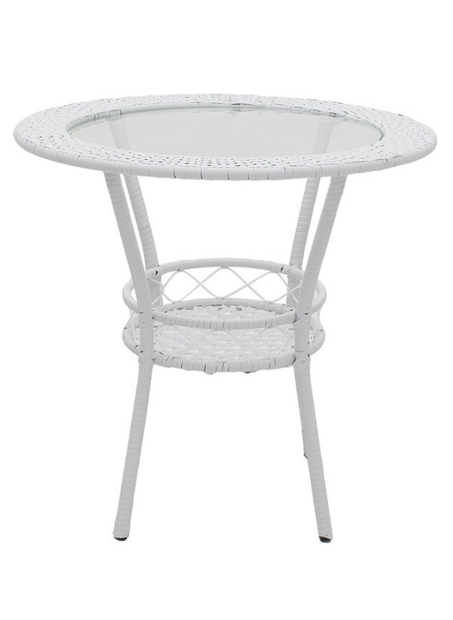SULSHA - Outdoor Dining Twin Chairs Rattan Chairs Garden Chairs And Round Table Set White/Black - Image 1