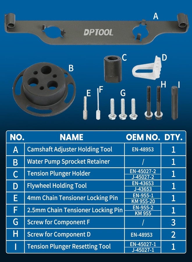 DPTOOL أداة تثبيت توقيت قفل مشغل عمود الكامات من DPTOOL، أداة تثبيت مثبت مرحل عمود الكامات، أداة تثبيت مثبت ترس مضخة الماء، متوافقة مع محركات GM/Buick/Chevrolet/GMC Ecotec 2.0 و2.4، بديلة لـ EN48953 - Image 2