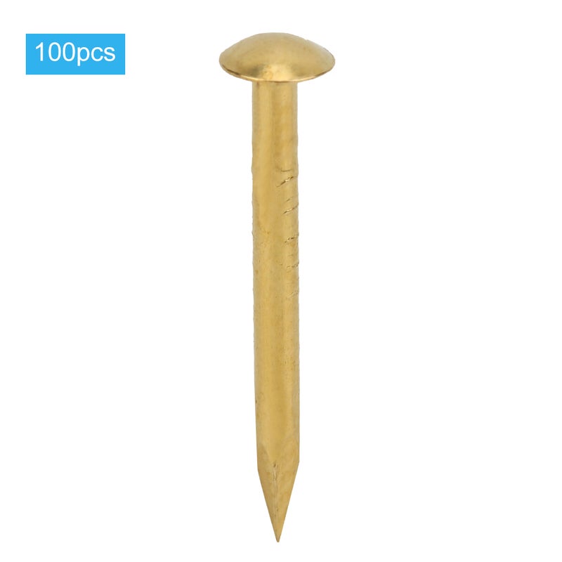 100Pcs Round Head Nail Brazen Brass Vintage DIY Craft Fastener Installation Accessories18mm Length - Image 1