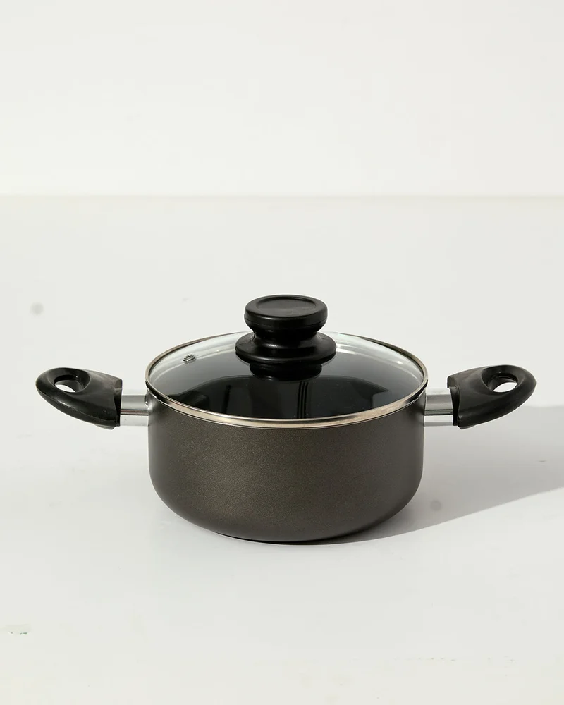 REDTAG Grey Aluminum Non Stick Dutch Oven With Glass Lid (18Cm)