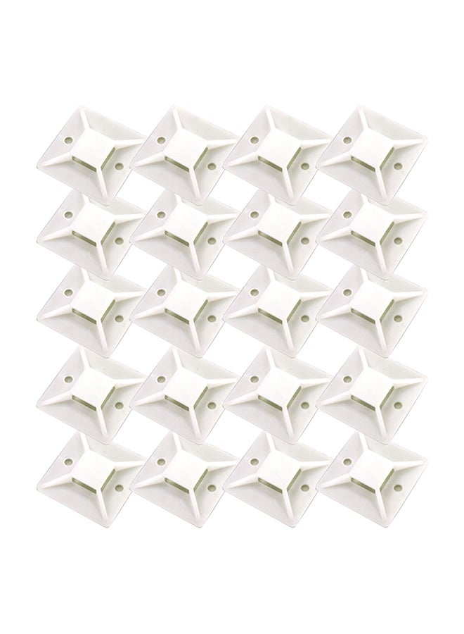 Loquat 20-Piece Adhesive Cable Tie Mount Cord White - Image 1