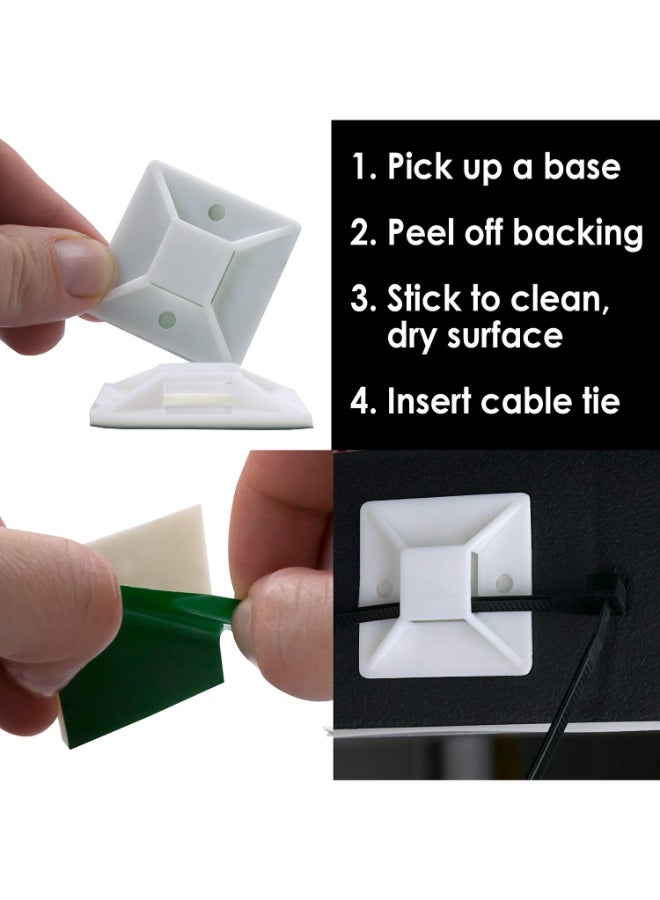 Loquat 20-Piece Adhesive Cable Tie Mount Cord White - Image 3