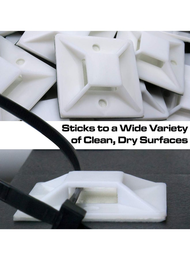 Loquat 20-Piece Adhesive Cable Tie Mount Cord White - Image 2