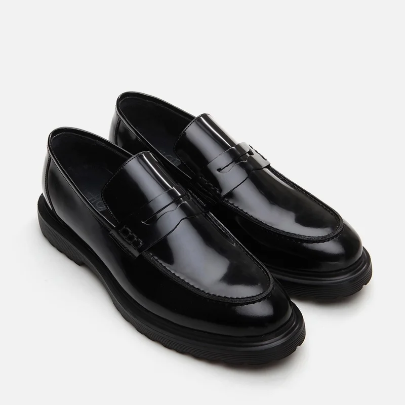 Hotiç 02AYH292800A100 GENUINE Leather Black Men's Loafer