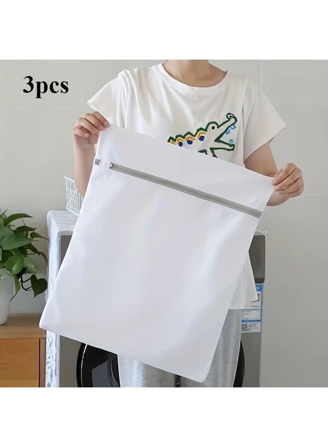 3 Pcs Thick Polyester Mesh Laundry Bags Set with Zipper Size L 15 74x19 69 Inch for Delicates Travel Storage - Image 1