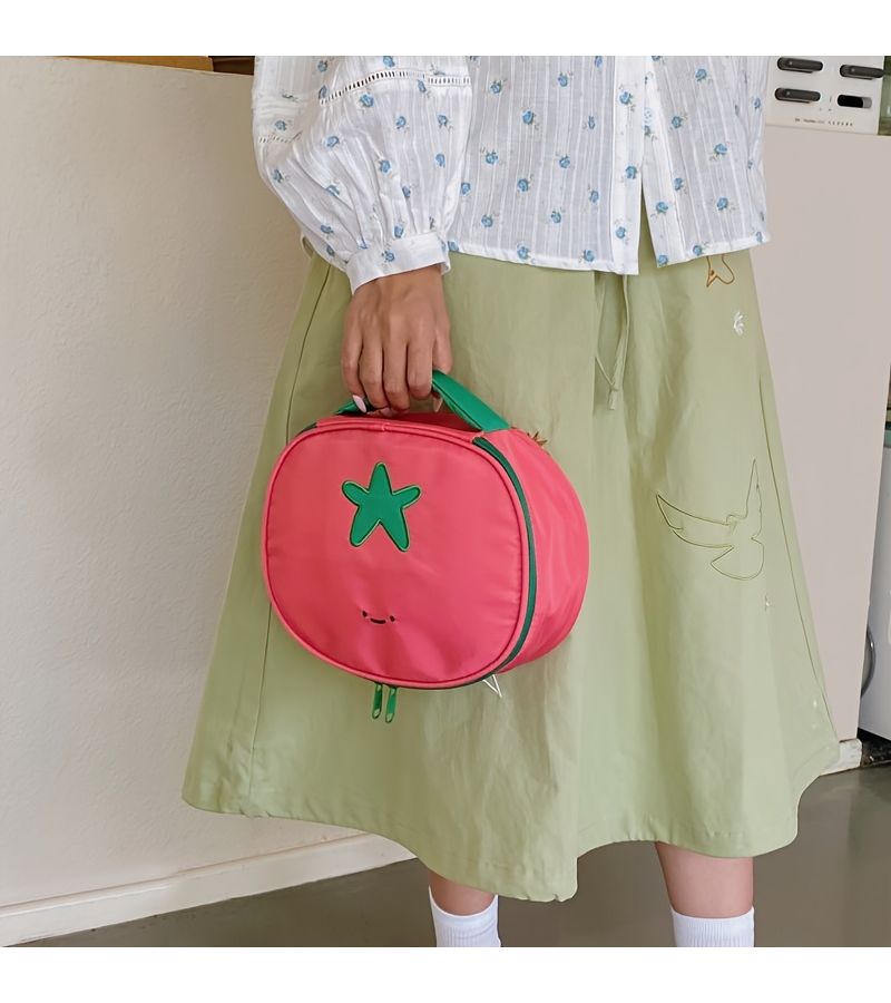 Red Portable Tomato Shape Cosmetic Storage Bag Makeup Toiletry - Image 3
