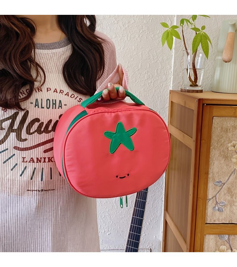 Red Portable Tomato Shape Cosmetic Storage Bag Makeup Toiletry - Image 1