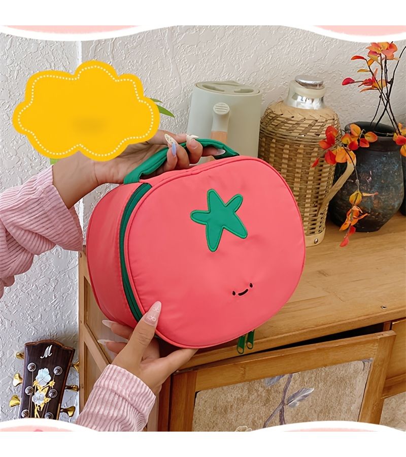 Red Portable Tomato Shape Cosmetic Storage Bag Makeup Toiletry - Image 2