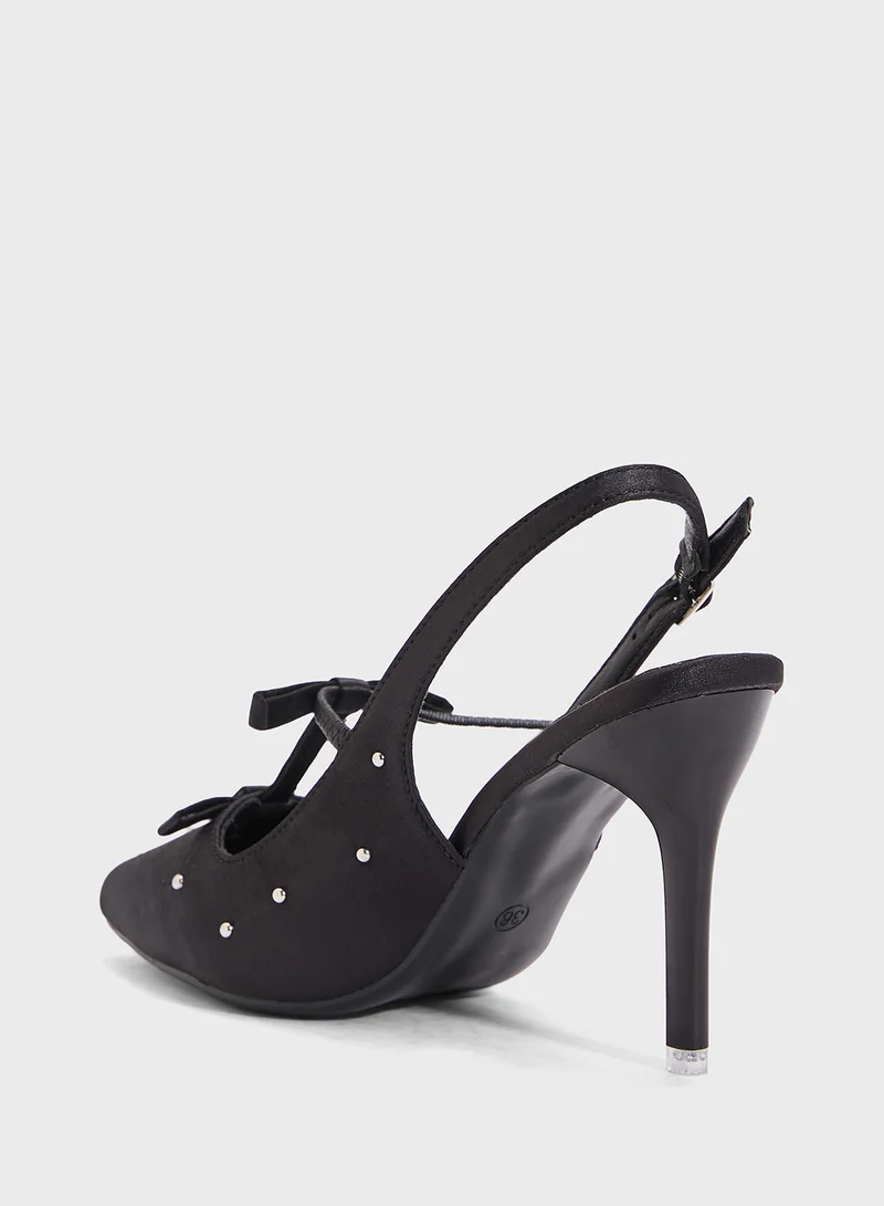 Ginger Studded Bow Pump