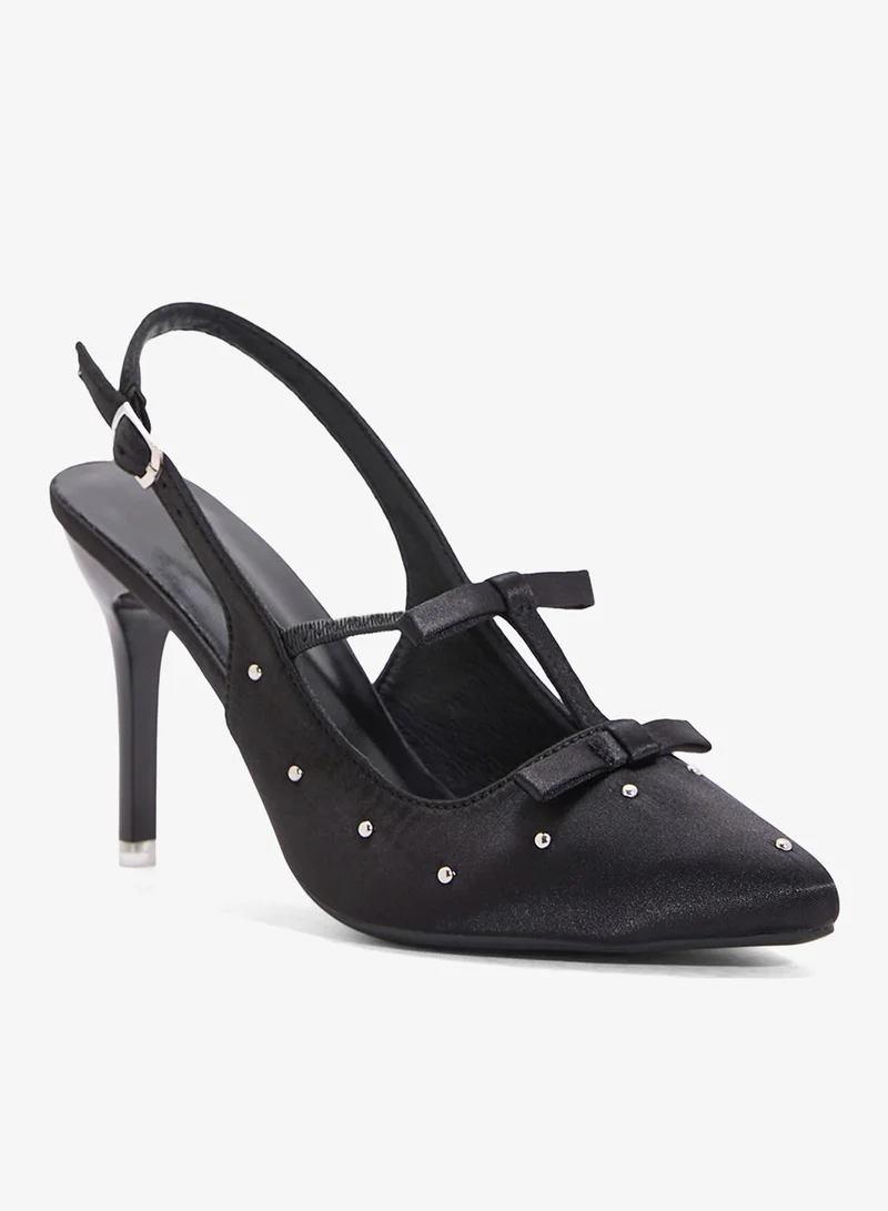 جينجر حذاء بكعب مزين بفيونكة مرصعة