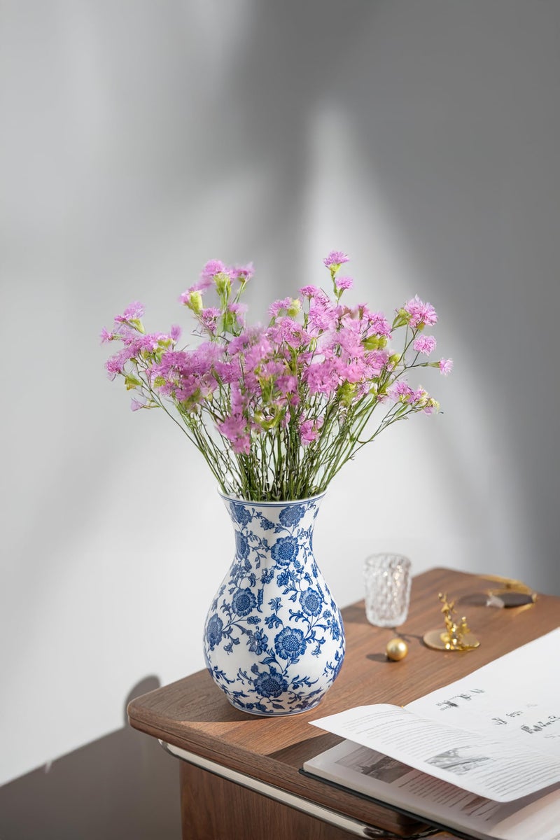 GaLouRo Blue and White Vase, Blue Sunflower Pattern Vase, Chinoiserie Vase, Blue and White Ginger Jar Vase for Home Decor,Flower Vase, Blue and White Porcelain Décor,11" H - Image 3