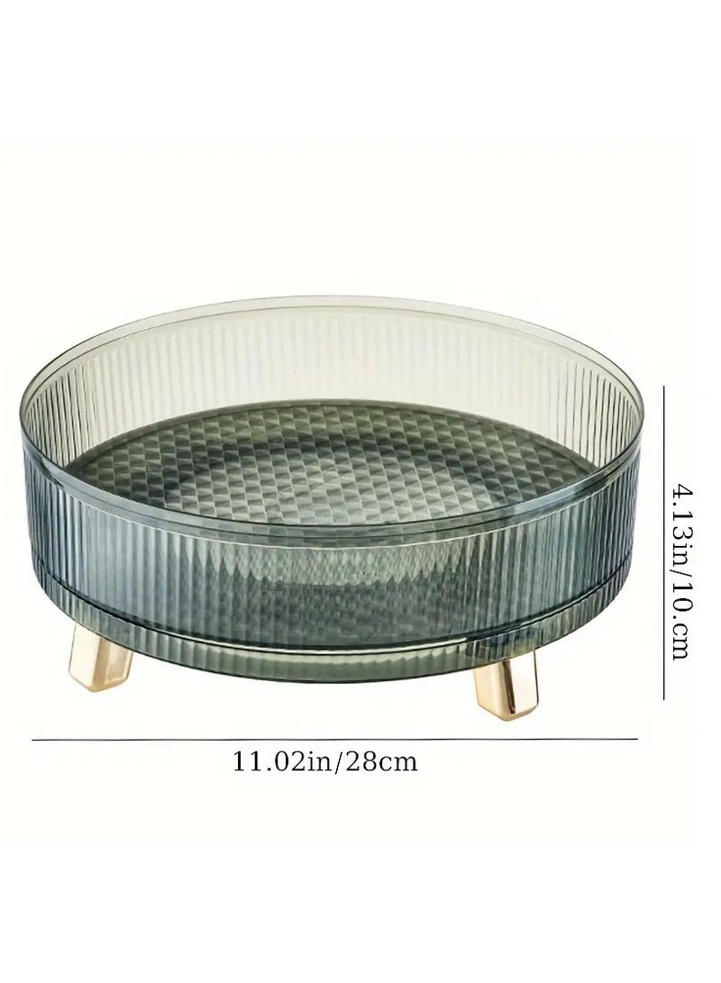 ORiTi منظم مكياج دوار 1PC، منظم مكياج دوار 360 مع حصيرة، منظم عطور دوار شفاف، منظم دوار بسعة كبيرة للحمام، للزينة، الأسطح، المطبخ - Image 4