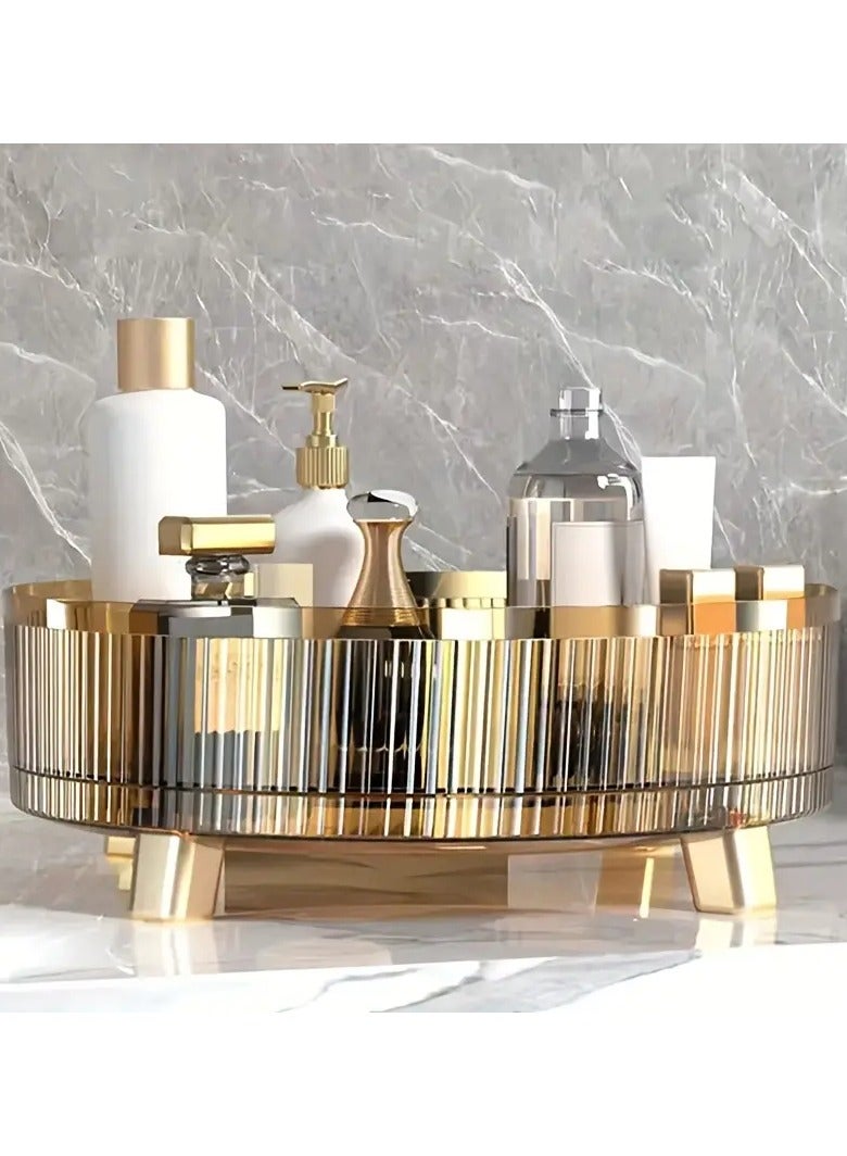 ORiTi منظم مكياج دوار 1PC، منظم مكياج دوار 360 مع حصيرة، منظم عطور دوار شفاف، منظم دوار بسعة كبيرة للحمام، للزينة، الأسطح، المطبخ - Image 2