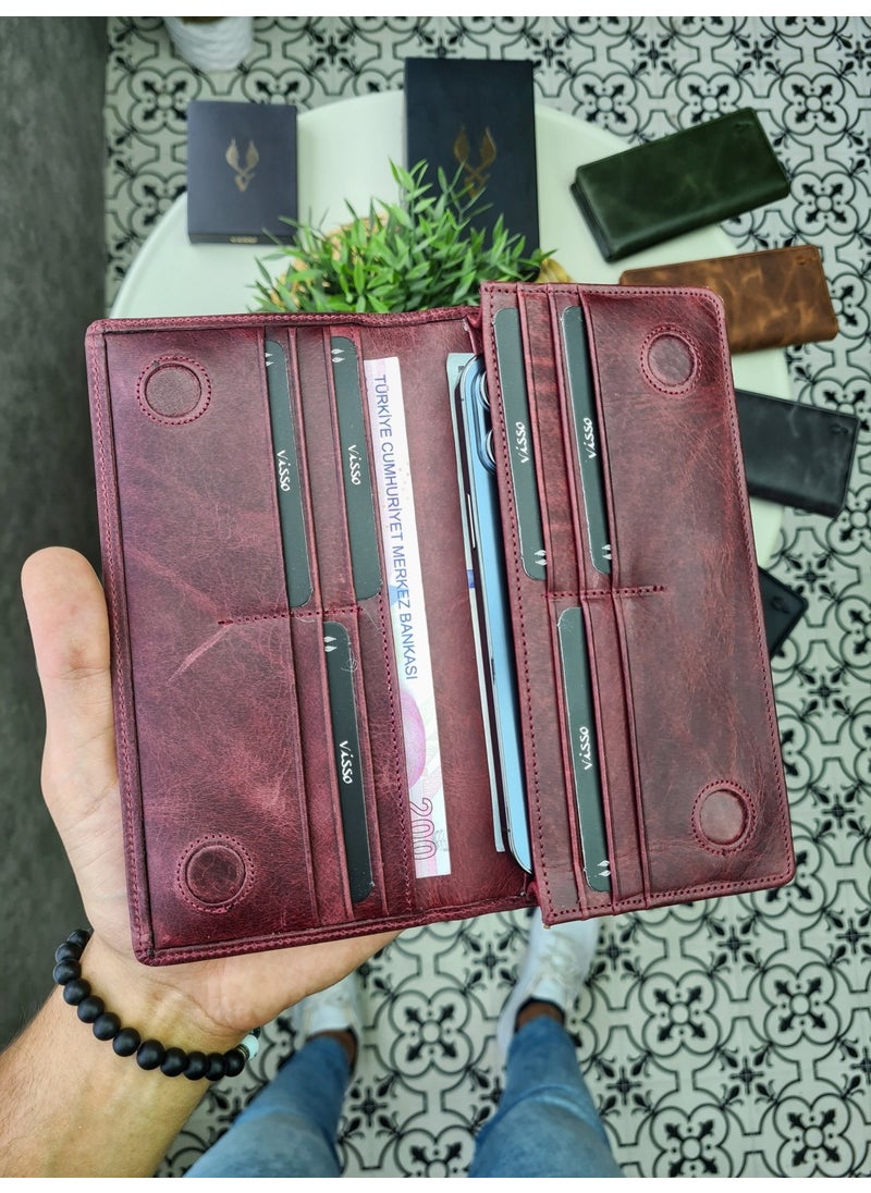 VISSO - 902 Leather Men's Women's Wallet Handbag with Snap-On Lanyard and Personalized Phone Case - Image 1