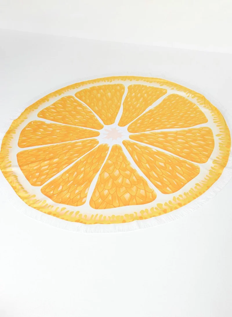 trendyol Fruit Patterned Knitted Tasseled Beach Towel