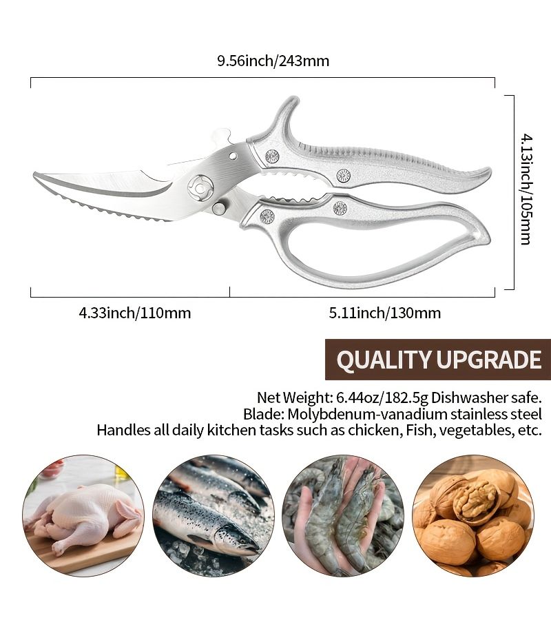 Multi-Functional Kitchen Shears Heavy Duty Scissors for Chicken Poultry Fish Meat Herbs - Image 3