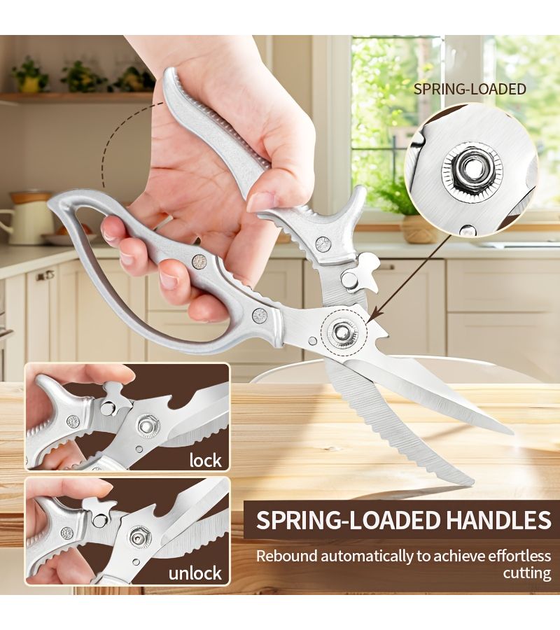 Multi-Functional Kitchen Shears Heavy Duty Scissors for Chicken Poultry Fish Meat Herbs - Image 2