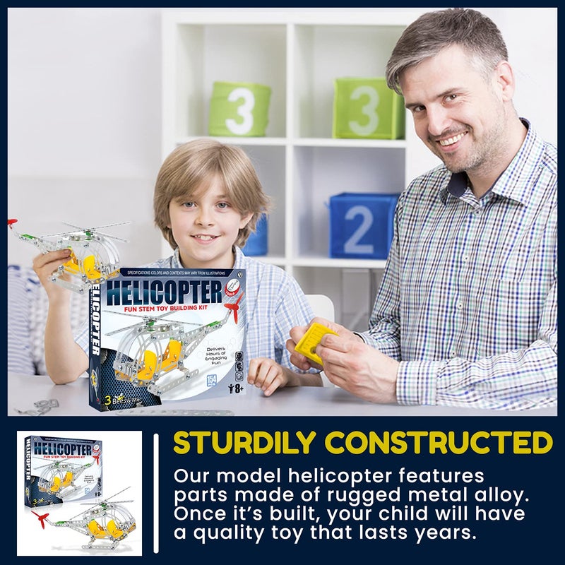 3 Bees & Me Metal Helicopter Erector Set for Boys and Girls Age 8 Years Old to Adult | Fun STEM Toy Building Kit | Educational Birthday Gift for Junior Engineers | Kids Building Projects - Image 5