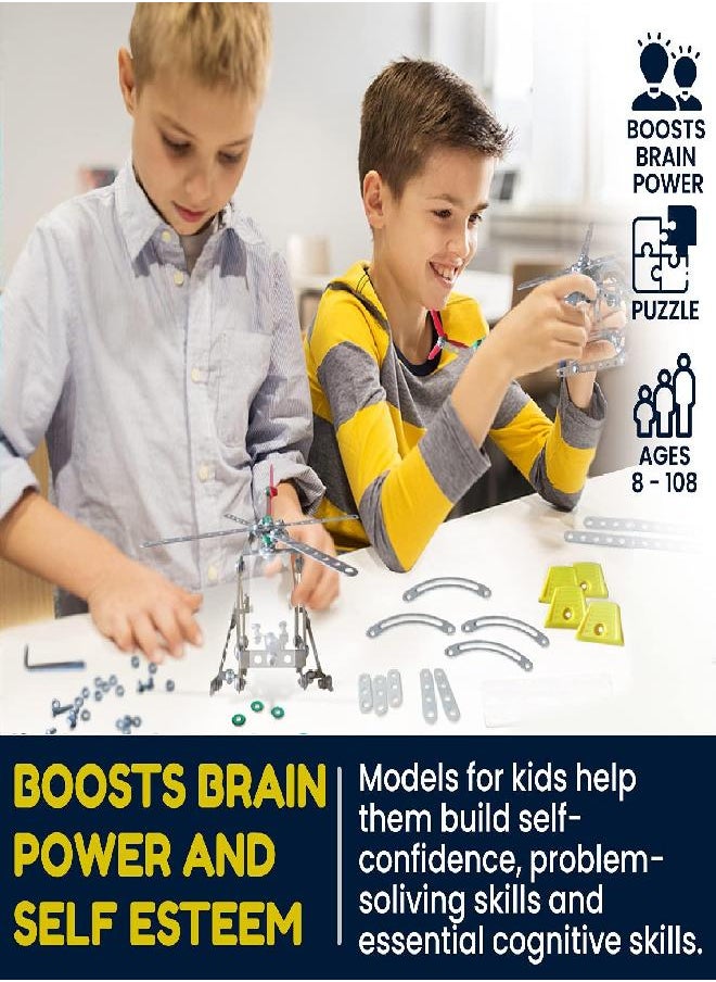 3 Bees & Me - 3 Bees & Me Metal Helicopter Erector Set for Boys and Girls Age 8 Years Old to Adult | Fun STEM Toy Building Kit | Educational Birthday Gift for Junior Engineers | Kids Building Projects - Image 1