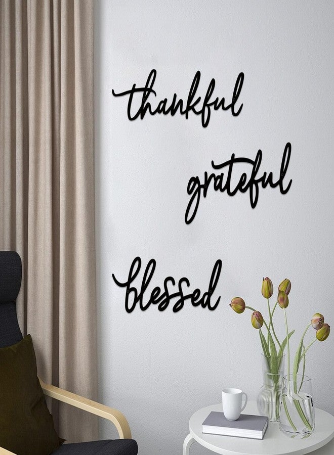 Estart Thankful Grateful Blessed Letter Sign Metal Wall Decor, 3 Piece Black Metal Letters Wall Art for Bathroom Metal Words Wall Decor for Home Decor - Image 3