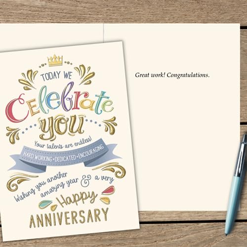 Posty Cards 25 Employee Anniversary Cards - Fun Typographic Design - 26 White Envelopes - FSC Mix - Image 2