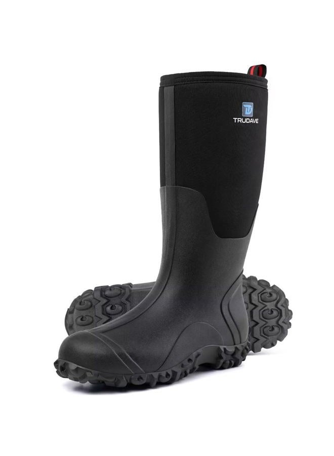 Trudave Rubber Boots for Men with Steel Shank, Waterproof Insulated Reliable Rain Boots for Outdoor Work Hunting, Warm Dry 5mm Neoprene Anti-slip All-Season Mud Boots, Size 5-14 - Image 1