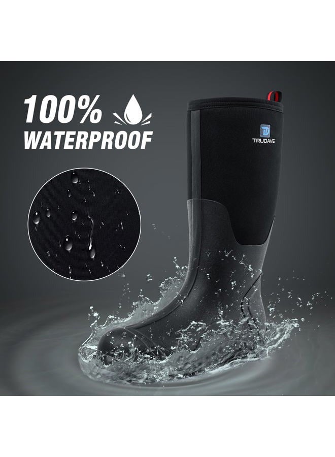 Trudave Rubber Boots for Men with Steel Shank, Waterproof Insulated Reliable Rain Boots for Outdoor Work Hunting, Warm Dry 5mm Neoprene Anti-slip All-Season Mud Boots, Size 5-14 - Image 3