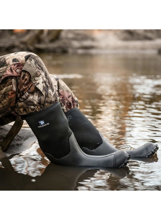 Trudave Rubber Boots for Men with Steel Shank, Waterproof Insulated Reliable Rain Boots for Outdoor Work Hunting, Warm Dry 5mm Neoprene Anti-slip All-Season Mud Boots, Size 5-14 - Image 2