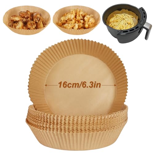 YQL Disposable Air Fryer Liners Round 63 Inch 50pcs Non Stick Greaseproof Parchment Paper Liners for Airfryer 35L6L Compatible with Ninja AF100UKTowerCosoriKeplinOther Single Airfryer Small
