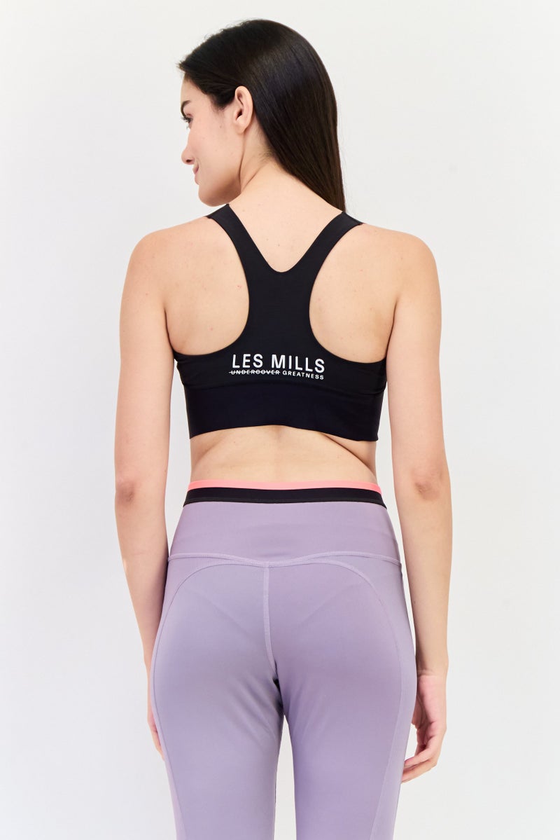 Reebok Women Brand Logo Padded Sports Bra, Black - Image 3