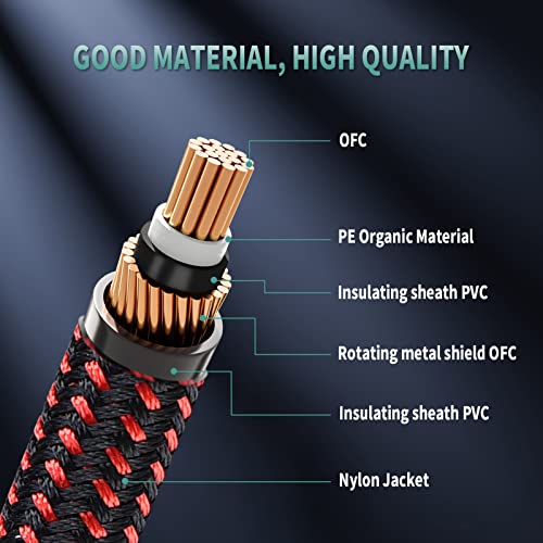 OTraki 6 FT Guitar Cables 2 Pack Instrument Cable Electric Guitar Cord 1/4 Inch Straight to Right Angle 6.35mm Bass Guitar Cable for Amp Bass Guitar Keyboard Red & Green - Image 3