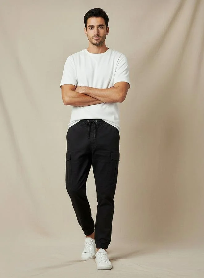 Splash FAV BLACK Smart Slim Fit Cargo Pants for Men | Best Price UAE