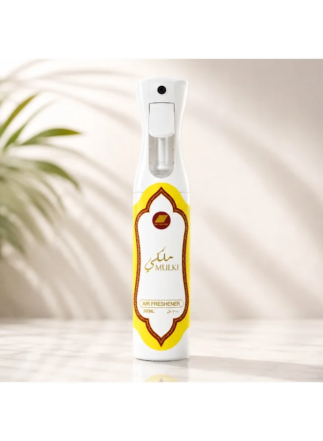 ARD PERFUMES Mulki Air Freshener Spray By Ard Perfumes for Home, Office & Car – Long Lasting Luxury Fragrance – Saffron, Rose & Oud Notes – 300ml