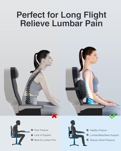 Luxtude Inflatable Lumbar Pillow for Airplane Travel, Lumbar Support Pillow for Office Chair/Car, Self-Inflating Travel Lumbar Pillow Back Support, Lower Back Pillow for Reducing Lumbar Pain - Image 2