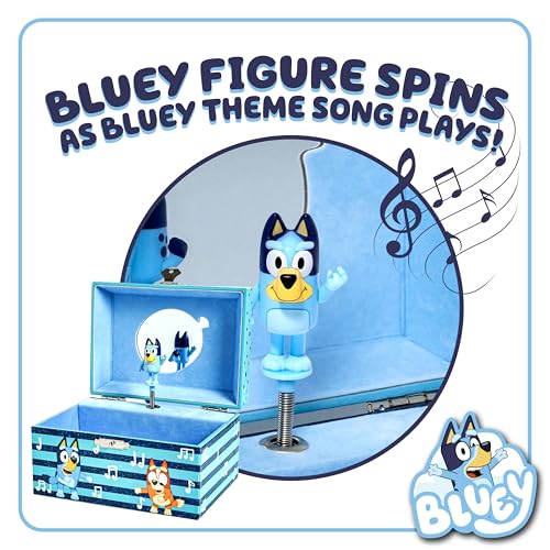 Mini Treasures Bluey Jewelry Box for Girls - Musical Jewelry Box with Spinning Figurine, Bluey Toys for Kids Ages 3-5 - Plays Bluey Theme Song - 6 x 4.7 x 3.5 in - Image 2