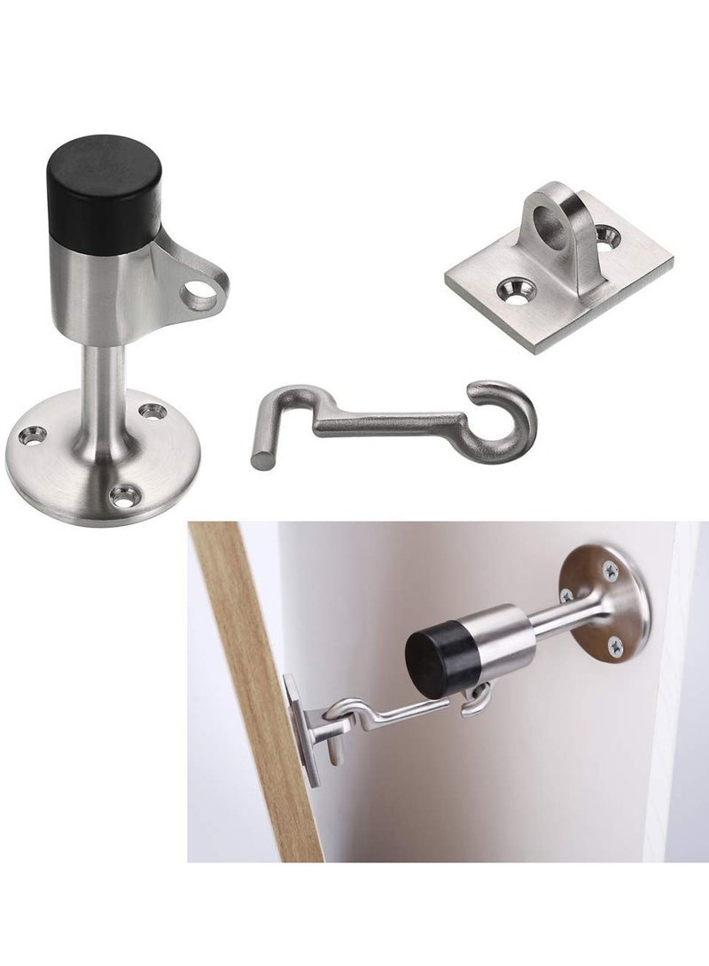 Zikra Heavy Duty Door Stopper with Hook, Stainless Steel Doorstop Wall Mounted Doorstop Rubber Buffer Door Stop Heavyweight Doorstop Hooked Door Stop Wall Attachment Doorstop for Home & Office Use - Image 2