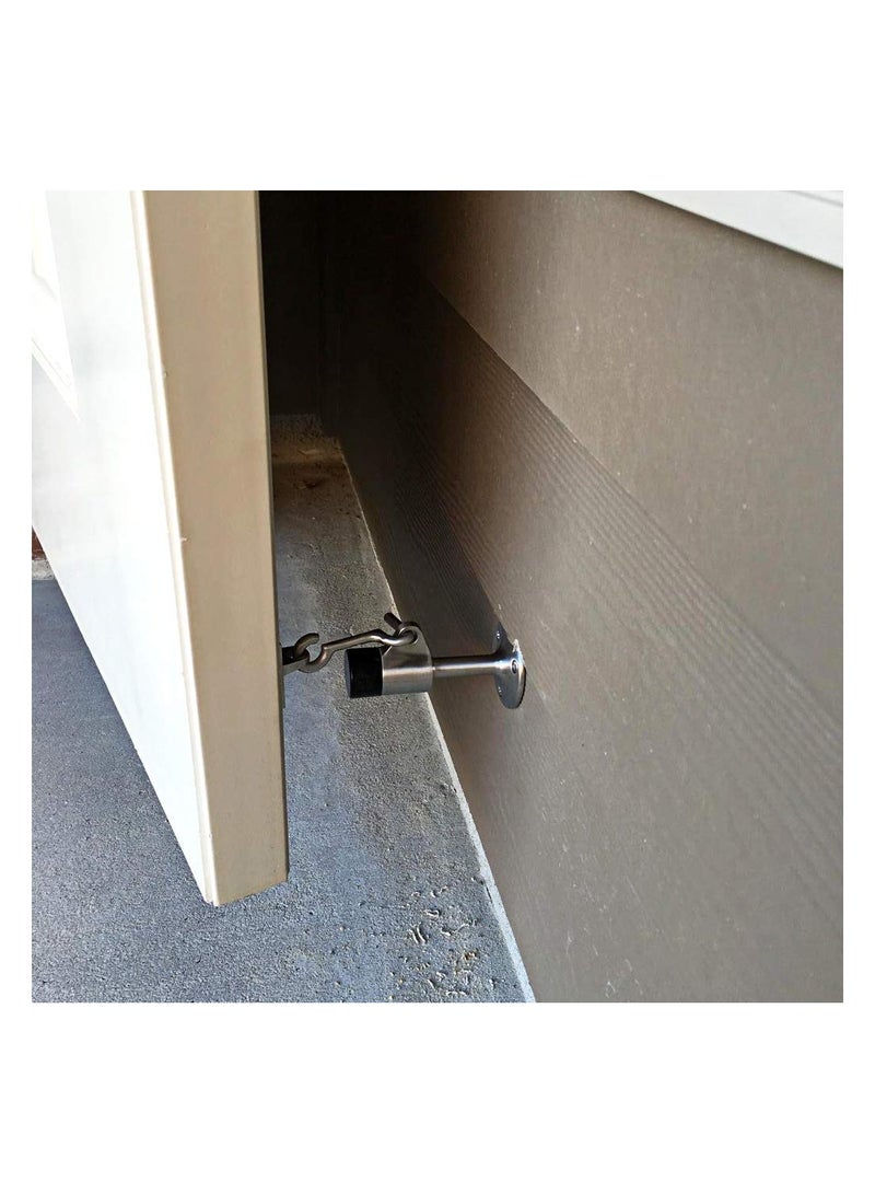 Zikra Heavy Duty Door Stopper with Hook, Stainless Steel Doorstop Wall Mounted Doorstop Rubber Buffer Door Stop Heavyweight Doorstop Hooked Door Stop Wall Attachment Doorstop for Home & Office Use - Image 3