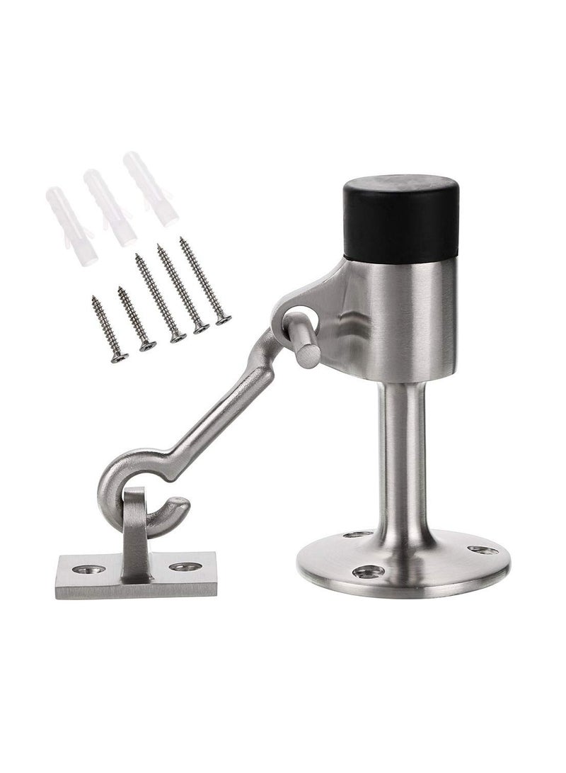 Zikra Heavy Duty Door Stopper with Hook, Stainless Steel Doorstop Wall Mounted Doorstop Rubber Buffer Door Stop Heavyweight Doorstop Hooked Door Stop Wall Attachment Doorstop for Home & Office Use - Image 1