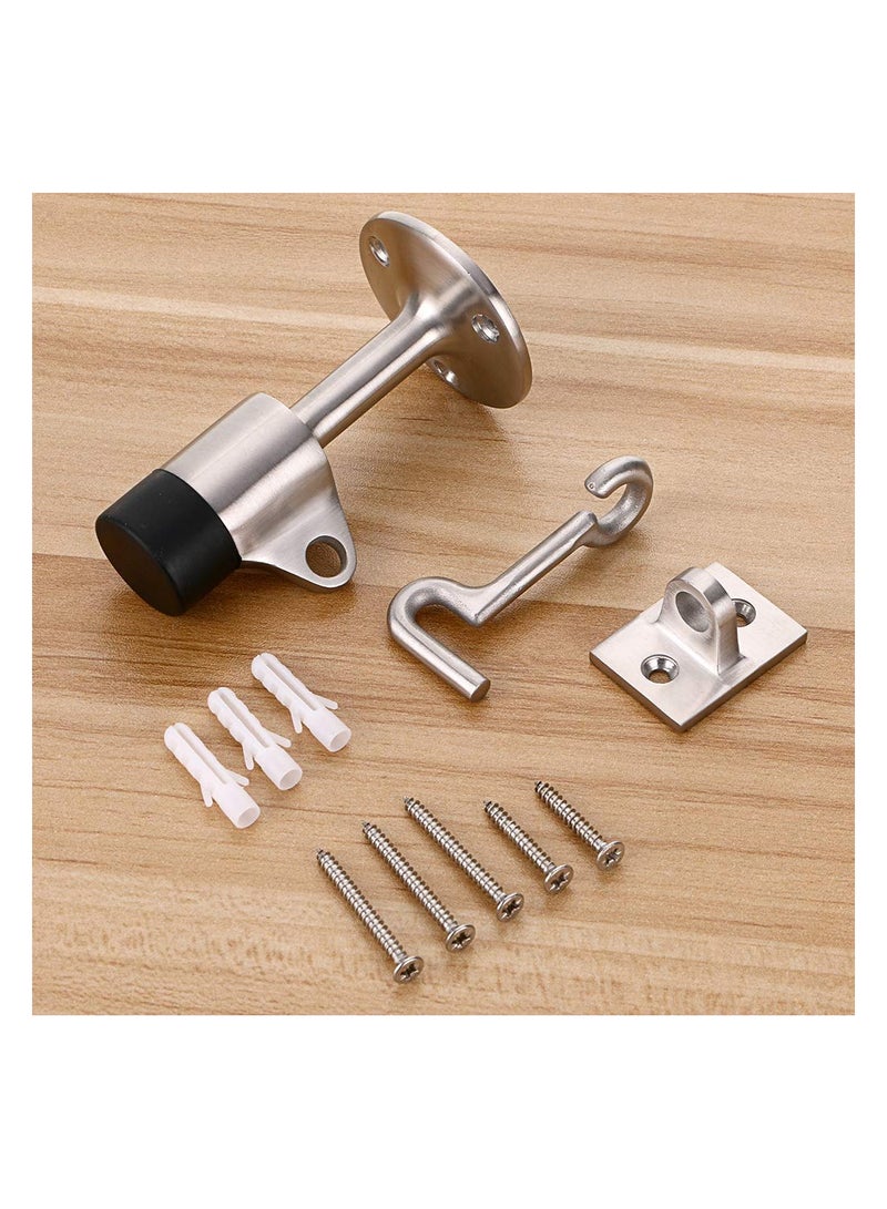 Zikra Heavy Duty Door Stopper with Hook, Stainless Steel Doorstop Wall Mounted Doorstop Rubber Buffer Door Stop Heavyweight Doorstop Hooked Door Stop Wall Attachment Doorstop for Home & Office Use - Image 4