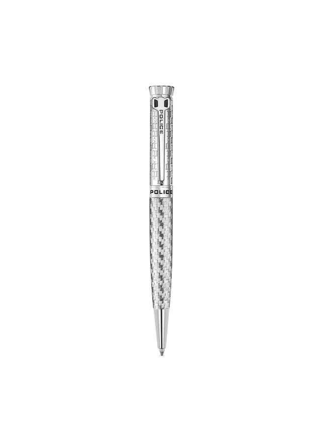 بوليس Gothic Twist Ballpoint Pen, Stainless Steel & Carbon Fiber, Blue Ink