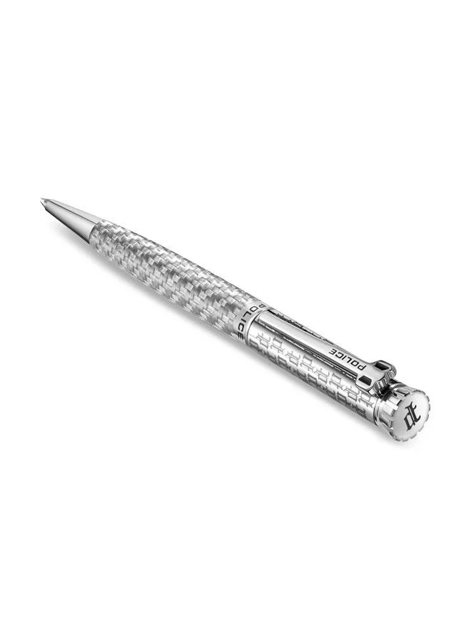 بوليس Gothic Twist Ballpoint Pen, Stainless Steel & Carbon Fiber, Blue Ink