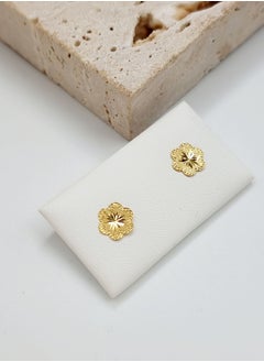 Hamsa.ae 18K Pure Gold Flower Screw Earring Set  - Image 1