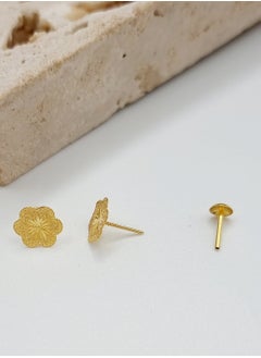 Hamsa.ae 18K Pure Gold Flower Screw Earring Set  - Image 3