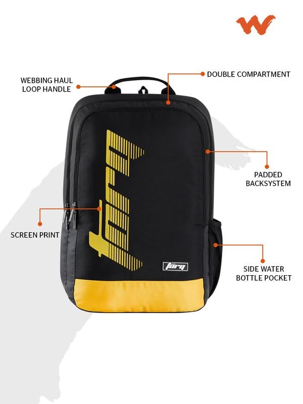 Torq Polyester Backpack for Men & Women | School Bag | College Bag | Casual Bag | 30L Black_Yellow - Image 3