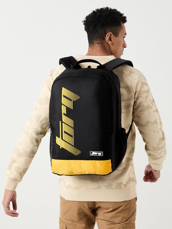 Torq Polyester Backpack for Men & Women | School Bag | College Bag | Casual Bag | 30L Black_Yellow - Image 4