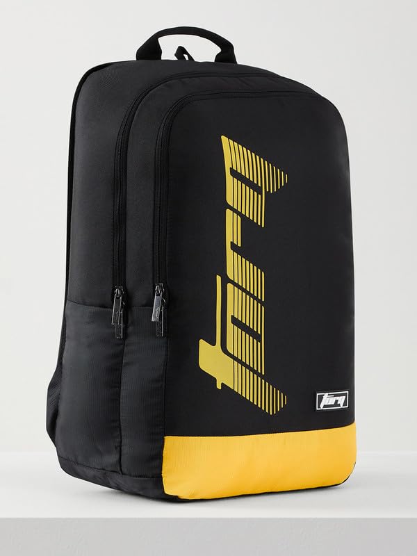 Torq Polyester Backpack for Men & Women | School Bag | College Bag | Casual Bag | 30L Black_Yellow - Image 2