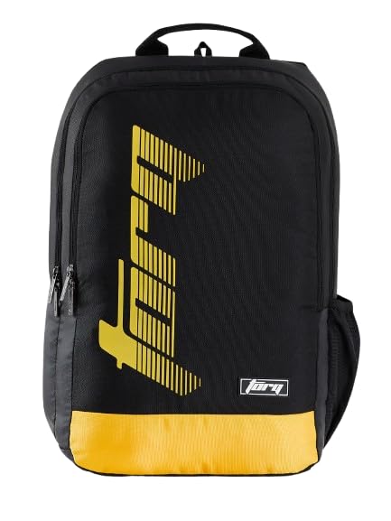 Torq Polyester Backpack for Men & Women | School Bag | College Bag | Casual Bag | 30L Black_Yellow - Image 1