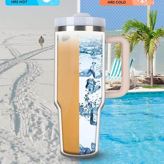 Plenteous 1200ml Tumbler with Handle Straw Lid Vacuum Insulated Reusable Stainless Steel Water Bottle Leak Proof Mug for Office Gym Travelling - Image 3