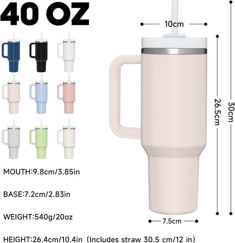 Plenteous 1200ml Tumbler with Handle Straw Lid Vacuum Insulated Reusable Stainless Steel Water Bottle Leak Proof Mug for Office Gym Travelling - Image 5